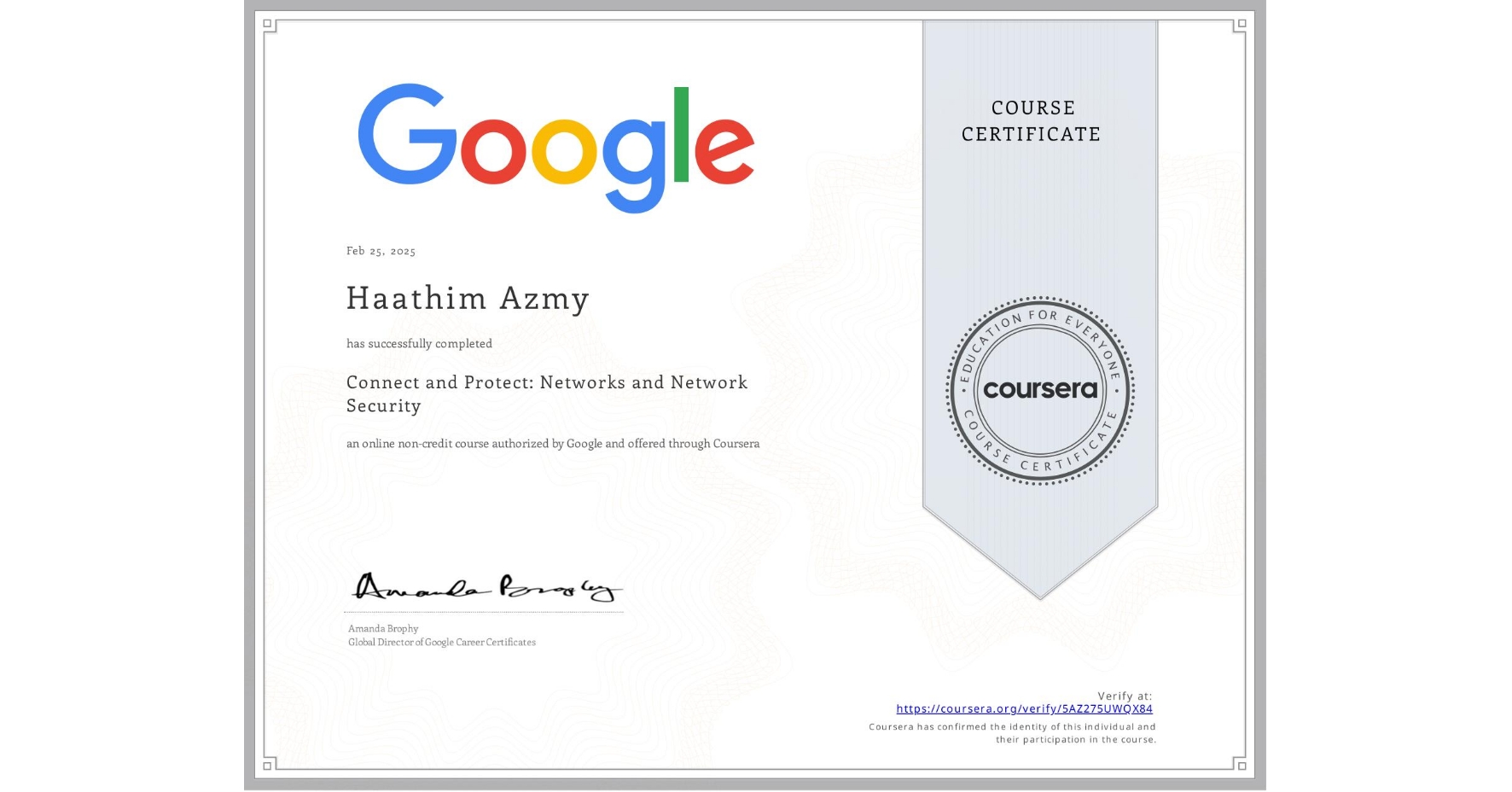 Network Security Certificate
